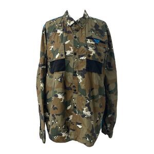 LRG Wovens Collection Mens Size Large Shirt Green Wolfland Button Down Camo